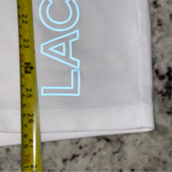 Lacoste Motion Regular Fit Size 4 Medium Reflective Logo Print Pique Polo Cream - Picture 8 of 9